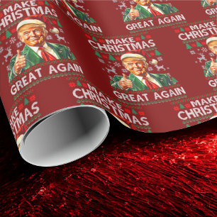 Papier Cadeau Chapeau de Père Noël Trump Faire Noël de nouveau