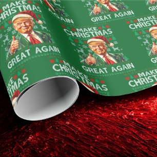 Papier Cadeau Chapeau de Père Noël Trump   Rendre Noël encore pl
