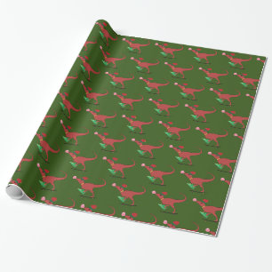 Papier Cadeau Chapeau de Santa Skateur Dinosaure