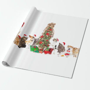 Papier Cadeau Chapeaux de Père Noël ANIMAL AVEC PARE-DON D'ARBRE