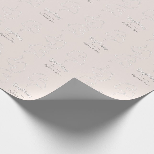 Papier Cadeau Chapelet de baptême sur le rose (Coin)