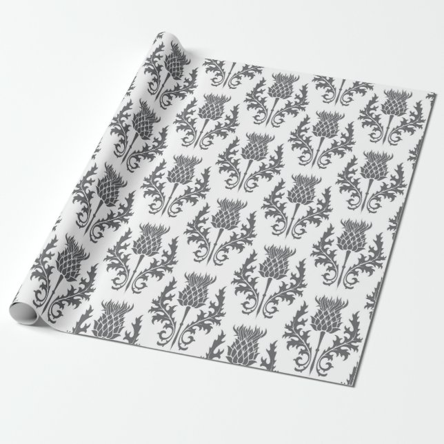 Papier Cadeau chardon en silhouette motif sans soudure (Déroulé)