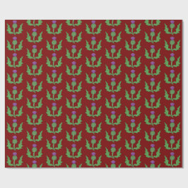 Papier Cadeau Chardon (sur fond rouge)