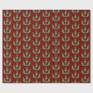 Papier Cadeau Chardon (sur fond rouge)