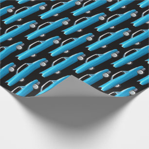 Papier Cadeau Chariot à ailettes d'années '60 dans le bleu