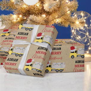 Papier Cadeau Chariot de Noël Camion Transport Camions Kraft