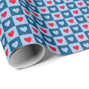 Papier Cadeau Chariot rouge et bleu Saint Valentin