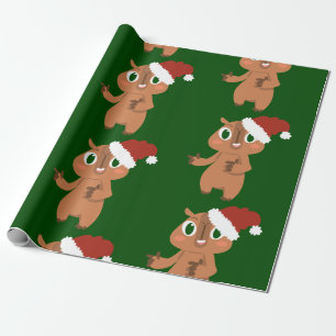 Papier Cadeau charmant noël capybara santa claus