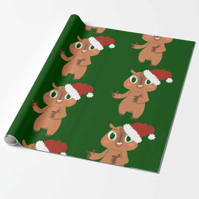 Papier Cadeau charmant noël capybara santa claus (Déroulé)