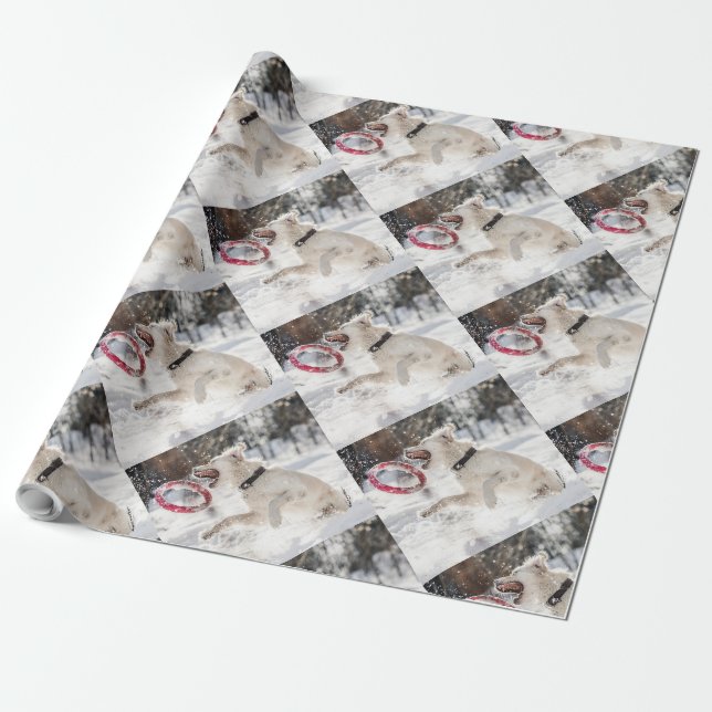 Papier Cadeau Charmant vacances d'hiver Animaux de compagnie Ama (Déroulé)