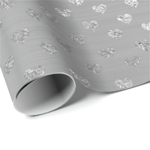 Papier Cadeau Charme monochromatique métallique de gris argent