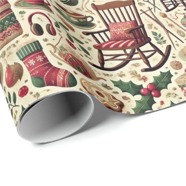 Papier Cadeau Charming Christmas Wrapping Paper for Grandmothers (Coin rond)