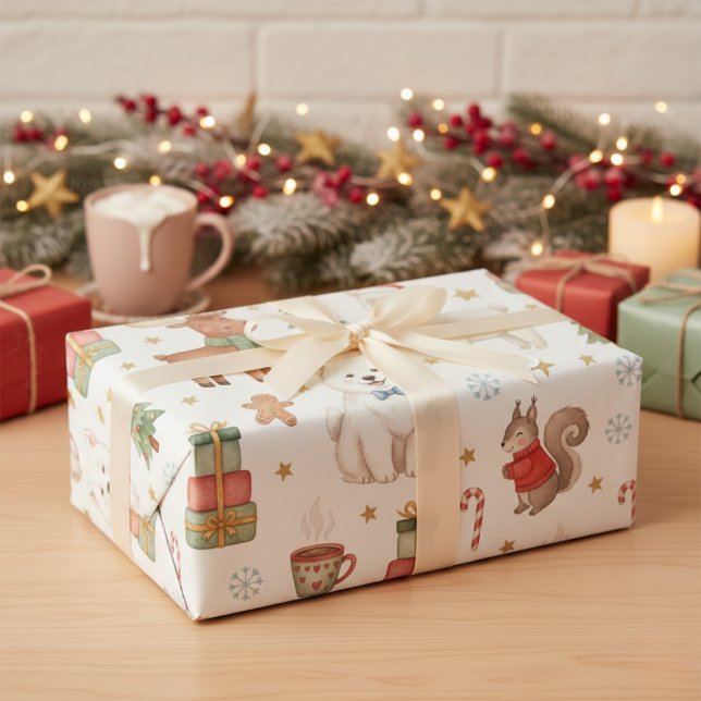 Papier Cadeau Charming Festive Friends Christmas Gift Wrap (Unique Holiday Style)