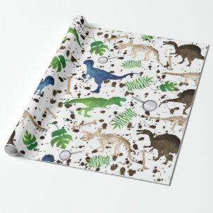Papier Cadeau Chasse à dinosaure ! Dinosaures sur des enfants de