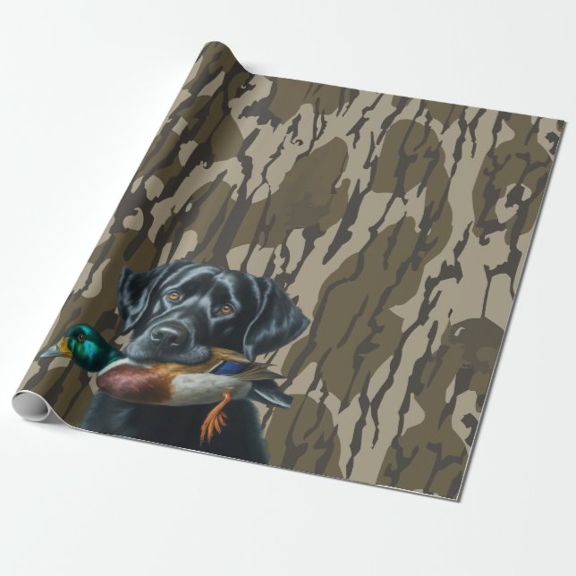 Papier Cadeau Chasse au canard Labrador Retriever Bottomland Cam (Déroulé)