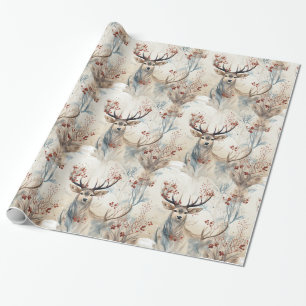 Papier Cadeau Chasse aux cerfs Antlers de Noël