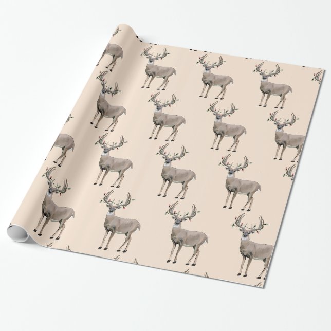 Papier Cadeau Chasse aux cerfs Antlers de Noël (Déroulé)