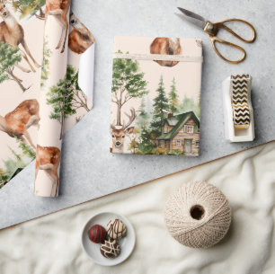 Papier Cadeau Chasse aux cerfs Faune Vacances Rustiques Noël