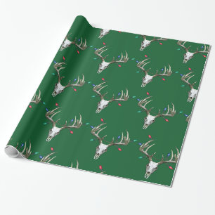 Papier Cadeau Chasse aux cerfs Lumières de Noël dans Antlers Env