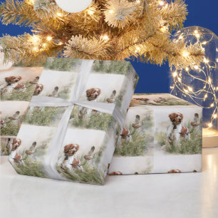 Papier Cadeau Chasse avec un chien breton, Art