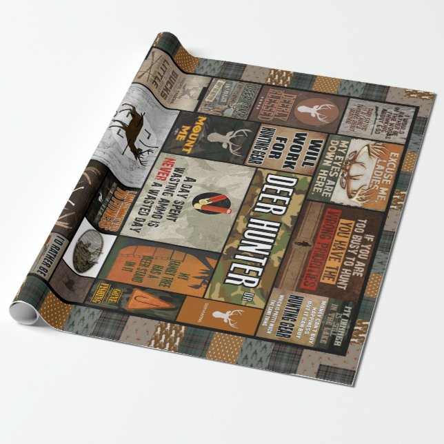 Papier Cadeau Chasseur de cerfs couverture cadeau de Noël pour c (Déroulé)