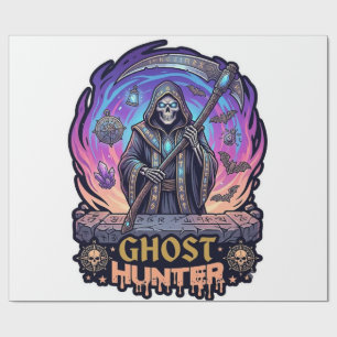 Papier Cadeau Chasseur de fantômes Faucheur Squelette Faux Flamm