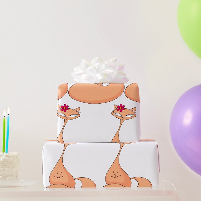 Papier Cadeau Chat avec Fleur Cute Kawaii Kitty (Créateur téléchargé)