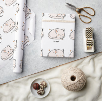 Papier Cadeau Chat couché mou - Cadeau pour enfants