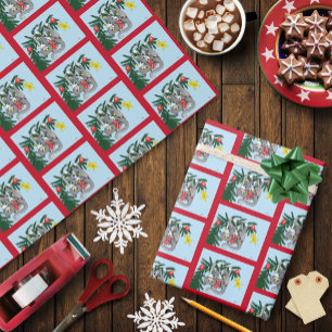 Papier Cadeau Chat d'arbre de Noël marrant