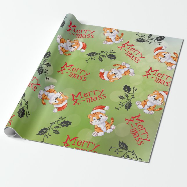 Papier Cadeau chat de Noël (Déroulé)