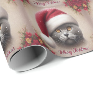 Papier Cadeau Chat de Noël Bombay, Joyeux Noël Bombay Kitten