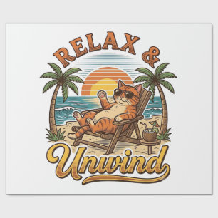 Papier Cadeau Chat de plage vintage pour se détendre et se relax