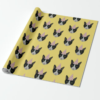 Papier Cadeau Chat de smoking avec le casquette de partie