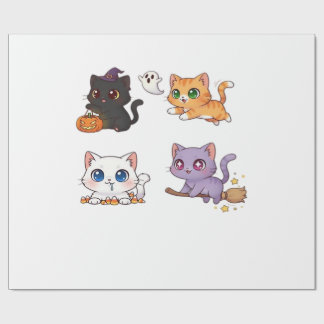 Papier Cadeau Chat d'Halloween Félin inspiré effrayant et stylé