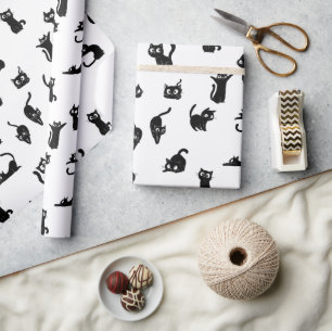 Papier Cadeau Chat drôle et effrayant d'Halloween