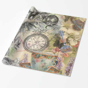 Papier Cadeau Chat du Cheshire Alice au Pays des Merveilles Clas