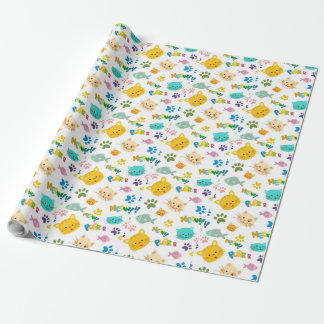 Papier Cadeau Chat et Empreinte de patte - Enfants mignons et co