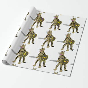 Papier Cadeau Chat guerrier