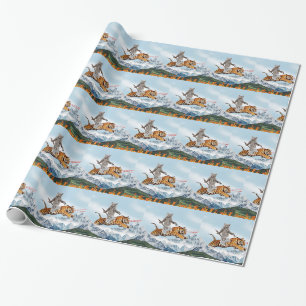 Papier Cadeau Chat guerrier chevauchant un tigre