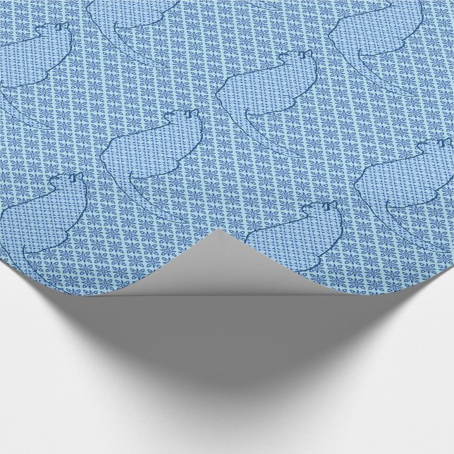 Papier Cadeau Chat japonais - Kimono bleu (Coin)