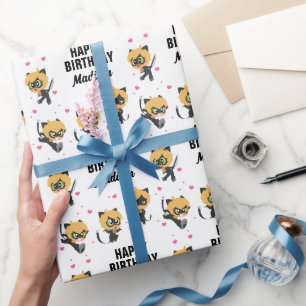 Papier Cadeau Chat Miraculeux Noir Chibi Anniversaire