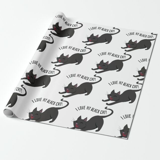 Papier Cadeau Chat noir (Déroulé)