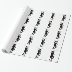 Papier Cadeau Chat noir d'amusement tombant papier d'emballage