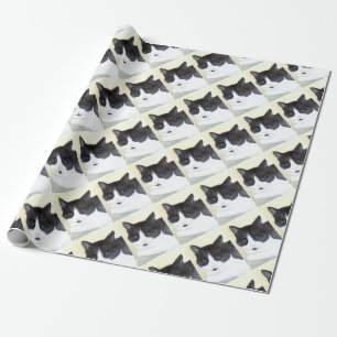 Papier Cadeau Chat noir et blanc