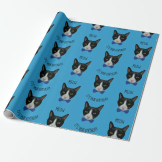 Papier Cadeau Chat noir et blanc de smoking - il est votre