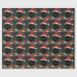 Papier Cadeau Chat noir le père noël Creationarts drôle de Noël