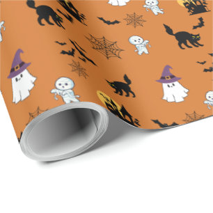 Papier Cadeau Chat noir mignon Halloween