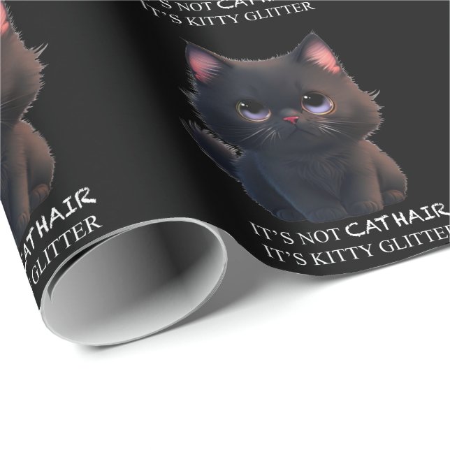Papier Cadeau Chat noir moelleux (Coin rond)