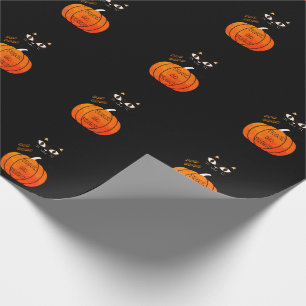 Papier Cadeau Chat noir orange éffrayant Trou ou traitement Hall
