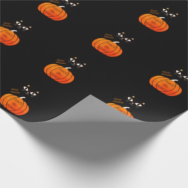 Papier Cadeau Chat noir orange éffrayant Trou ou traitement Hall (Coin)